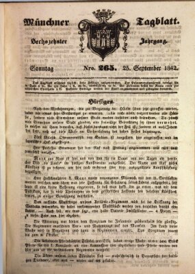 Münchener Tagblatt Sonntag 25. September 1842