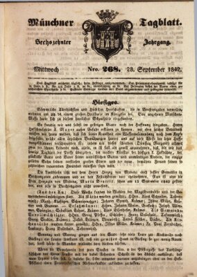 Münchener Tagblatt Mittwoch 28. September 1842