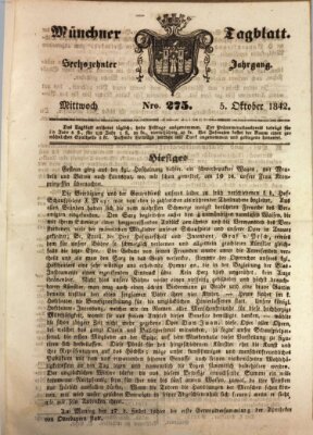 Münchener Tagblatt Mittwoch 5. Oktober 1842