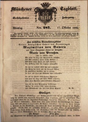 Münchener Tagblatt Montag 17. Oktober 1842