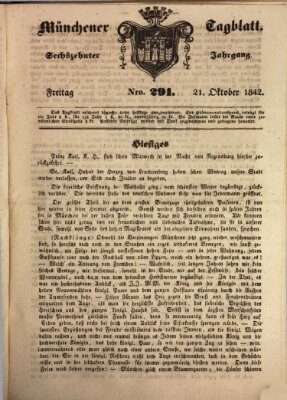 Münchener Tagblatt Freitag 21. Oktober 1842