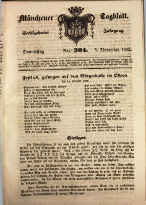 Münchener Tagblatt Donnerstag 3. November 1842