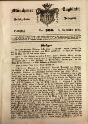 Münchener Tagblatt Samstag 5. November 1842