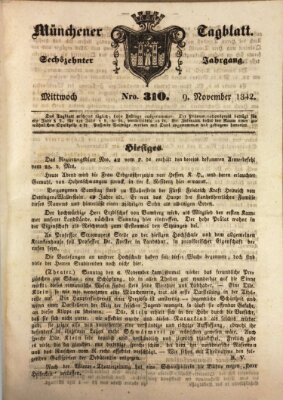 Münchener Tagblatt Mittwoch 9. November 1842