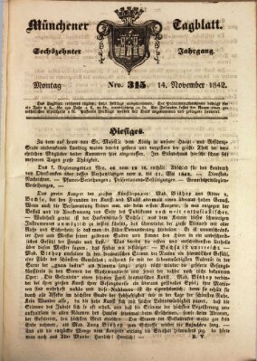 Münchener Tagblatt Montag 14. November 1842