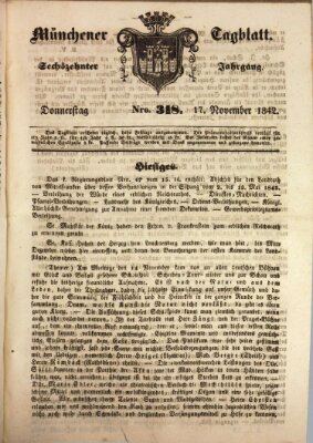 Münchener Tagblatt Donnerstag 17. November 1842