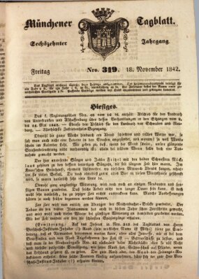 Münchener Tagblatt Freitag 18. November 1842