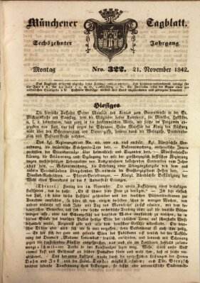 Münchener Tagblatt Montag 21. November 1842