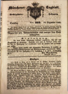 Münchener Tagblatt Samstag 24. Dezember 1842