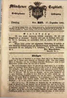 Münchener Tagblatt Dienstag 27. Dezember 1842