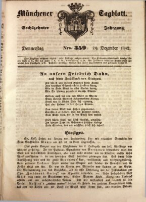 Münchener Tagblatt Donnerstag 29. Dezember 1842