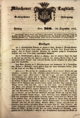 Münchener Tagblatt Freitag 30. Dezember 1842