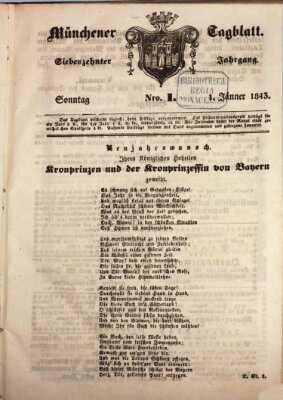 Münchener Tagblatt Sonntag 1. Januar 1843