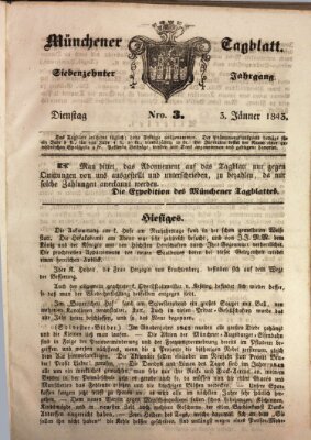 Münchener Tagblatt Dienstag 3. Januar 1843