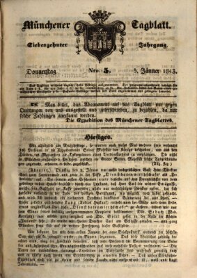 Münchener Tagblatt Donnerstag 5. Januar 1843