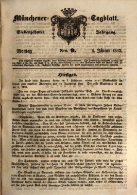 Münchener Tagblatt Montag 9. Januar 1843