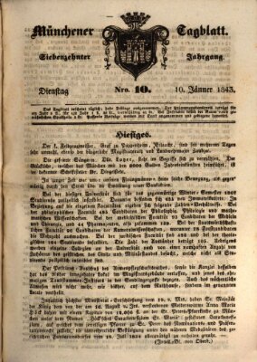 Münchener Tagblatt Dienstag 10. Januar 1843