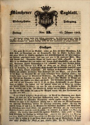 Münchener Tagblatt Freitag 13. Januar 1843