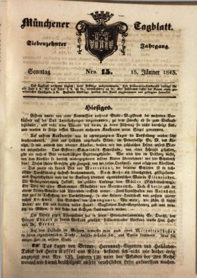 Münchener Tagblatt Sonntag 15. Januar 1843