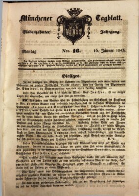 Münchener Tagblatt Montag 16. Januar 1843