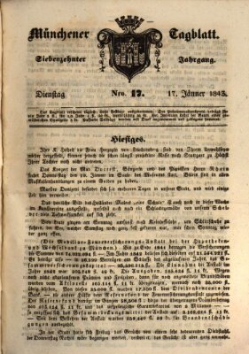 Münchener Tagblatt Dienstag 17. Januar 1843