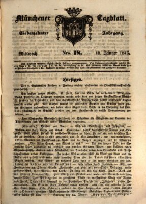 Münchener Tagblatt Mittwoch 18. Januar 1843