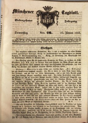 Münchener Tagblatt Donnerstag 26. Januar 1843