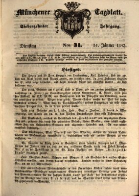 Münchener Tagblatt Dienstag 31. Januar 1843