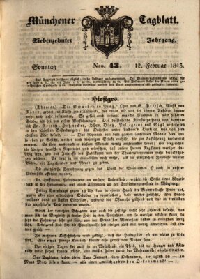 Münchener Tagblatt Sonntag 12. Februar 1843