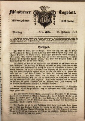 Münchener Tagblatt Montag 27. Februar 1843