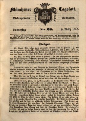 Münchener Tagblatt Donnerstag 9. März 1843