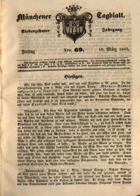 Münchener Tagblatt Freitag 10. März 1843