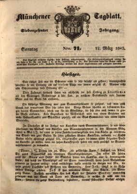 Münchener Tagblatt Sonntag 12. März 1843