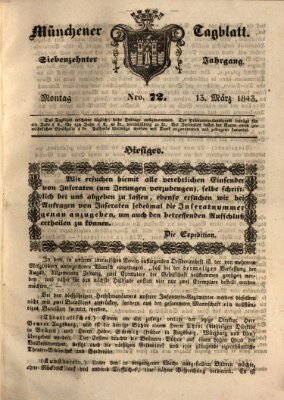 Münchener Tagblatt Montag 13. März 1843