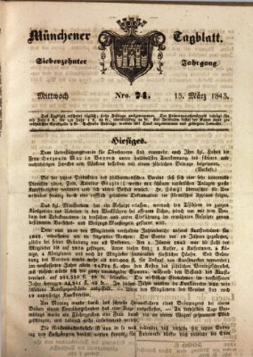 Münchener Tagblatt Mittwoch 15. März 1843