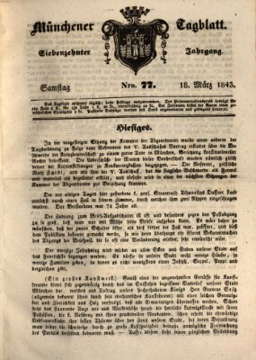 Münchener Tagblatt Samstag 18. März 1843