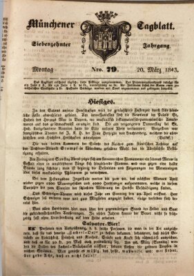 Münchener Tagblatt Montag 20. März 1843