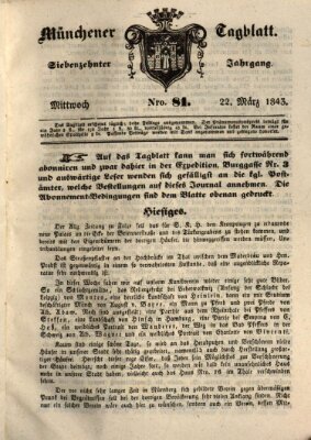 Münchener Tagblatt Mittwoch 22. März 1843