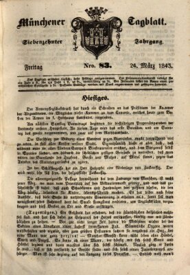 Münchener Tagblatt Freitag 24. März 1843