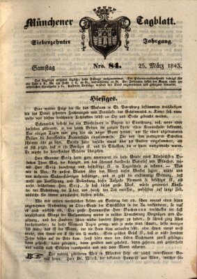 Münchener Tagblatt Samstag 25. März 1843