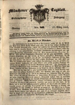 Münchener Tagblatt Montag 27. März 1843