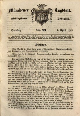 Münchener Tagblatt Samstag 1. April 1843