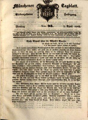 Münchener Tagblatt Montag 3. April 1843