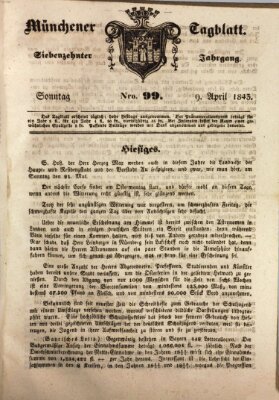 Münchener Tagblatt Sonntag 9. April 1843