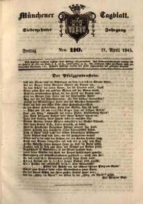 Münchener Tagblatt Freitag 21. April 1843