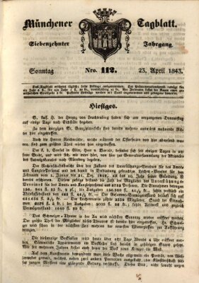 Münchener Tagblatt Sonntag 23. April 1843