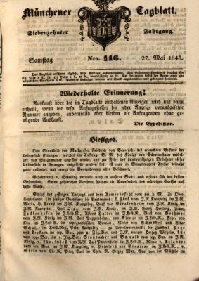 Münchener Tagblatt Samstag 27. Mai 1843