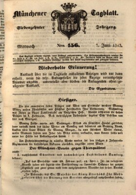 Münchener Tagblatt Mittwoch 7. Juni 1843