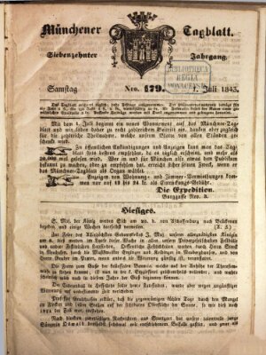 Münchener Tagblatt Samstag 1. Juli 1843