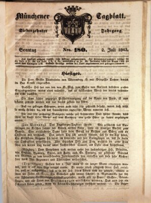 Münchener Tagblatt Sonntag 2. Juli 1843